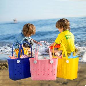 lot 5044 image: GBB Rubber Beach Tote Bag Small Beach bags Waterproof Outdoor Tote Bag, Portable Travel Handbag for Sports, Pool,Outdoor (Pink)