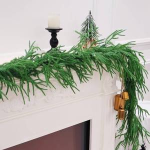 lot 5070 image: 2PCS 9FT Christmas Garland Norfolk Pine Garland Real Touch Artificial Greenery Garland for Mantle Fireplace Table Indoor Outdoor Decor (Normal)