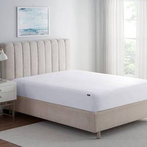 lot 5109 image: Serta Power Guard Mattress Encasement, 72 x 84, Quiet, Breathable and Waterproof Mattress Protector with Zipper, 18 Elastic Deep Pocket for Secure Fit, Cal King Mattress Pad, White