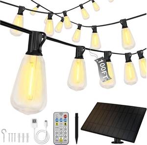 lot 5113 image: DAYBETTER100ft Solar String Lights Outdoor Waterproof, 50 Bulbs 2700K Warm White Energy-Saving, Solar String Lights for Garden, Patio, Backyard - Perfect for Homeowners