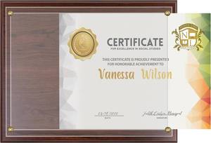 lot 5118 image: Pack Of 5 SHOP AWARDS AND GIFTS 8.5 x 11 Certificate Frame Holder, Slide in Wall Plaque Display, 10.5 x 13 Inch Board, Multiple Colors (Walnut)