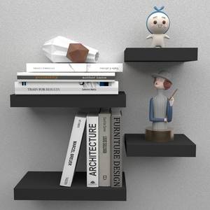 lot 5120 image: Floating Shelves for Wall, Small Wall Mounted Solid Wood Shelves with Heavy Duty Invisible Bracket for Living Room, Bedroom, Bathroom, Kitchen Decor and Storage, Matte Black, 915 Inch, 4 Set