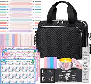 lot 5125 image: TuErcao Gifts for Christian Women, Bible Bag with Christian Bookmarks, Bible Verse Bracelets, Prayer Scented Candle and Study Supplies Kit with 75 BibleTabs, 12 Highlighters Spiritual Gifts for Mom