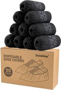 lot 5145 image: Recycable Shoe Covers Disposable - Black Shoe Covers for Indoors,200 Pcs Booties for Shoe cover,Fits Up To 11 US Men and 13 US Women Size,Recyclable Non-Woven Fabric