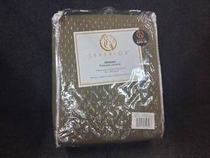 lot 5154 image: Superior Shimmer Blackout Curtains, Rod Pocket, Set of 2, 26 X 63, Olive Green
