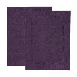 lot 5079 image: SUPERIOR 2 Pc Eco-Friendly Cotton Textured Stripes Bath Mat Set Purple