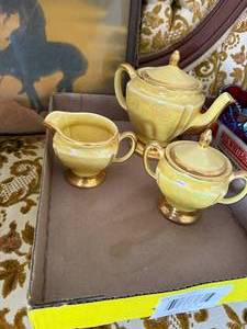 lot 1209 image: 24 kt. Gold Teapot, Creamer & Sugar Set--FR