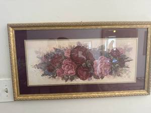 lot 1226 image: Vintage Flowers Print Picture & Campus Picture--FR