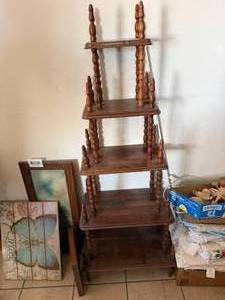 lot 1238 image: Ornate Wood 5 Shelf Tiered Display--FR