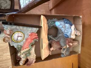 lot 1265 image: Mary, Joseph & Baby Figurine & Angel Clock--SBRM