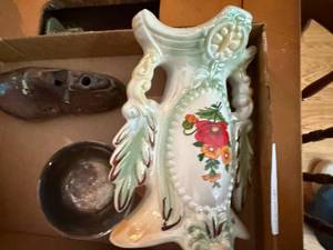 lot 1267 image: Vase, Shoe Form & Bowl--SBRM