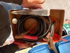 lot 1439 image: Jumper Cables & Rain Gauge -- Gar