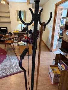 lot 1112 image: Coat Stand, Canes x2 & Belt--LR