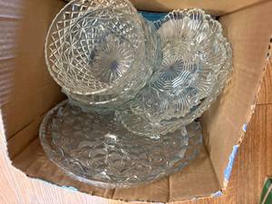 lot 1122 image: Glassware Box of Platters, Bowls & Egg Plate--LR