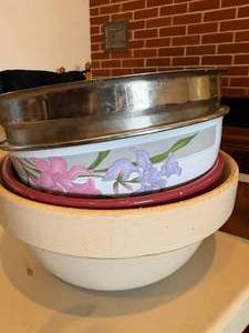 lot 1128 image: Stone Bowls x2 & Stainless Bowls--K