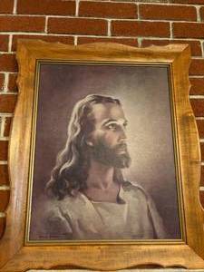 lot 1139 image: Painting of Jesus in Gold Frame (24 x 20)--LR