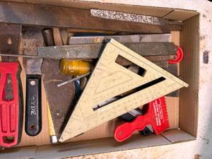 lot 1390 image: Files, Chisels, Stanley Knife & Square--Gar