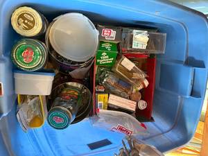 lot 1421 image: Tote of Miscellaneous Nails, Screws & Hardware -- Gar