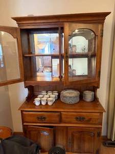 lot 1165 image: Wood Hutch (Dishes Not Included) 42 x 18 x 74--DR