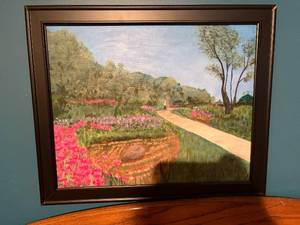 lot 1182 image: Framed Picture Painting 19 x 23 Garden Scene--NBRM