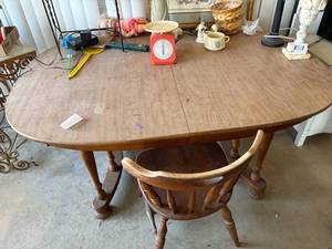 lot 1195 image: Wood Dining Room Table w one (1) Chair--BP