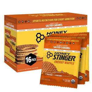 lot 1013 image: Honey Stinger Organic Gluten Free Salted Caramel Waffle, Energy Stroopwafel for Exercise, Endurance and Performance, Sports Nutrition for Home & Gym, Pre & Post Workout, Box of 16 Waffles, 16.96 Oz