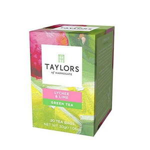 lot 1048 image: Taylors of Harrogate Lychee & Lime  Green Tea  Individually Wrapped Bags  20 Count (Pack of 1)  Uplifting  Zesty & Lively  Caffeinated  Enjoy Hot or Iced  20 Teabags