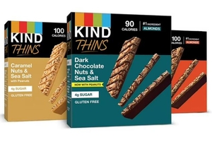 lot 1102 image: KIND Thins Variety Pack - Peanut Butter, Dark Chocolate, and Caramel 3 10 Packs