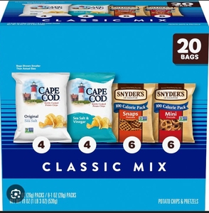 lot 1170 image: Cape Cod and Snyders Classic Mix Snack Box - 20 Count