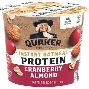 lot 1275 image: 12 pk QUAKER CRANBERRY ALMOND PROTEIN INSTANT OATMEAL CUPS