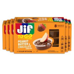 lot 1280 image: Jif Peanut Butter & Chocolate To Go, 1.1 Ounce Cups, 8 Count (Pack of 6), 48 Cups Total, Less Sugar, Thick & Creamy Texture