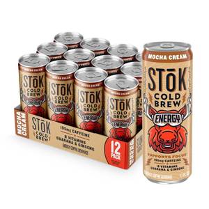 lot 1290 image: SToK Cold Brew Energy Mocha Cream, Energy Coffee Beverage with 195mg Caffeine to Help Support Focus, Canned Coffee with B-Vitamins, Guarana and Ginseng, 11 fl oz, 12pk