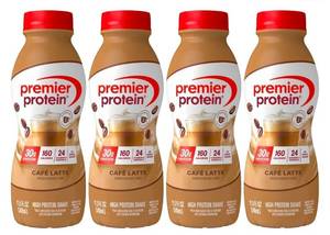lot 1358 image: (4 pack) Premier Protein Shake, Caf� Latte, 30g Protein, 11.5 fl oz