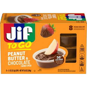 Jif To Go Peanut Butter & Chocolate Flavored Spread  8 Single-Serve Cups  1.1 Oz. Each