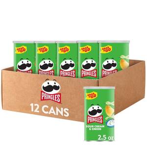 lot 1378 image: 12 pk SOUR CREAM & ONION POTATO CRISPS, SOUR CREAM & ONION 2.5 Oz Cans