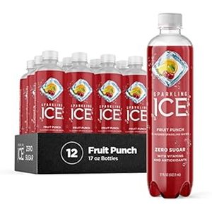lot 1384 image: Sparkling Ice, Fruit Punch Sparkling Water, Zero Sugar Flavored Water, with Vitamins and Antioxidants, Low Calorie Beverage, 17 fl oz Bottles (Pack of 12) (B089FLWNP3)