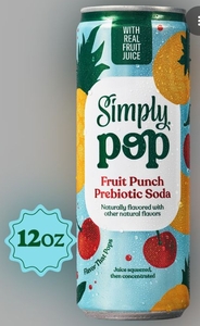 lot 1435 image: 12 pk Simply Pop Fruit Punch Prebiotic Soda 12oz Can