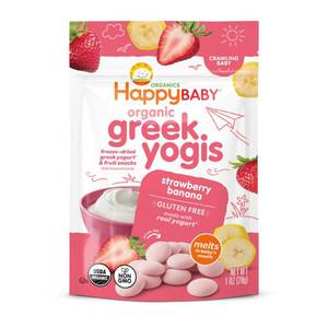 lot 1479 image: Happy Baby Organic Greek Yogis Freeze-Dried Yogurt & Fruit Baby Snacks - Strawberry Banana - 1oz 2pk