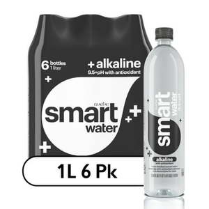 lot 1484 image: smartwater alkaline with antioxidant ionized electrolyte vapor-distilled water bottles  1L  6 pack (NO VISIBLE DATE)