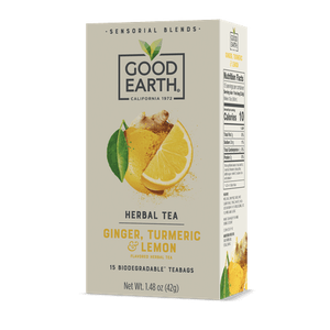 lot 1486 image: Good Earth Sensorial Blends Ginger  Turmeric & Lemon Herbal Tea  15 Count Tea Bags
