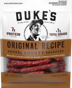 lot 1494 image: Dukes Original Recipe Smoked Shorty Sausages 5 Oz