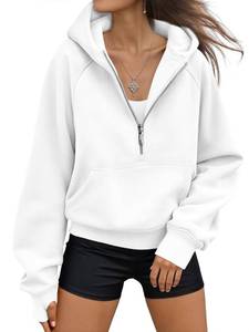 lot 1612 image: AUTOMET Womens Hoodies Fleece Fall Fashion Outfits Workout Sweatshirts Y2k Winter Zip Up Jackets Oversized Tops Clothes 2026 White M - Retail $38