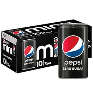 lot 1613 image: Pepsi Cola Zero Sugar Soda Pop  7.5 fl oz  10 Pack Mini Cans