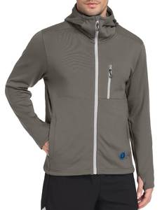lot 1625 image: Little Donkey Andy Mens Winter Lightweight Warm Fleece Running Jacket Breathable Hooded Thermal Jacket with Thumb Holes Long Sleeve Travel Hiking Cycling Outdoor Workout Coats Coriander Brown L - Retail $52
