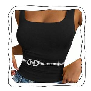 lot 1643 image: CanB Women Waist Belt Rhinestone Chain Belt Silver Thin Belts for Dress (Silver)