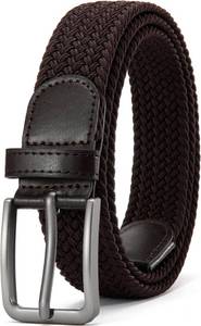 lot 1664 image: DOOPAI Braided Stretch Belt for Men, Elastic Woven Belt, casual Fabric Golf Belt Brown Belt Tight Performed Stretch Design Width 1 38 for golf pants jeans, Gift Box