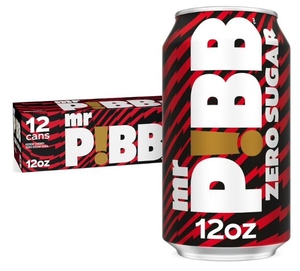 lot 1676 image: Mr. Pibb Zero Sugar Cherry Soda Pop Fridge Pack Cans, 12 fl oz, 12 Pack