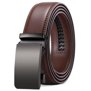 lot 1679 image: SENDEFN Mens Leather Belt Automatic Ratchet Buckle Slide Belt for Dress Casual Trim to Fit with Gift Box