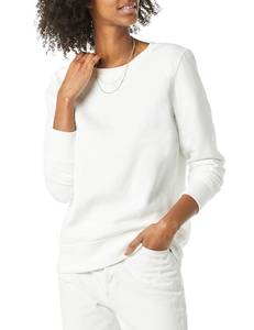 lot 1690 image: Amazon Essentials Womens Fleece Crewneck Pullover Sweatshirt White, X-Large - Retail $25