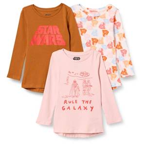 lot 1764 image: Amazon Essentials Disney  Marvel  Star Wars  Frozen  Princess Girls Long-Sleeve Tunic T-Shirts, Pack of 3, Star Wars Rule the Galaxy, X-Small - Retail $24